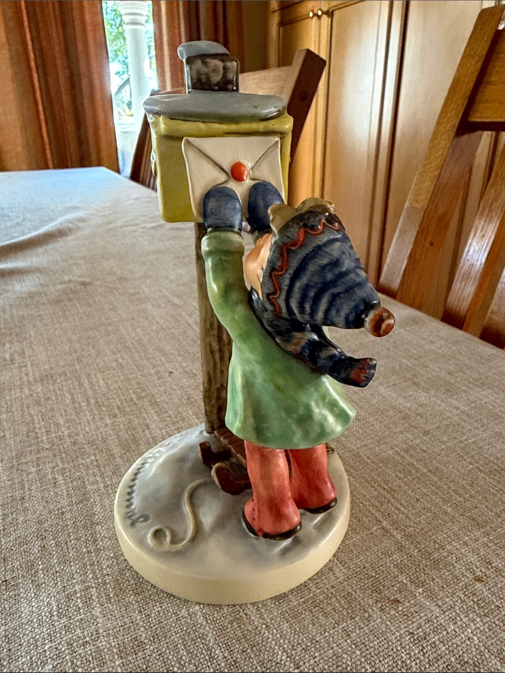 Goebel Hummel child Posting Letter Figurine - Green, Blue & Red